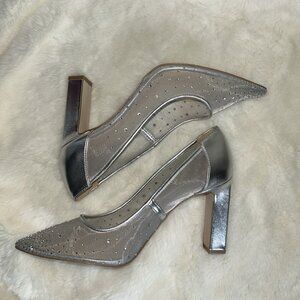 Jessica Simpson Silver Rhinestone Heels